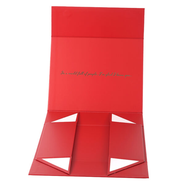 Wholesale Custom Red Rigid Gift Box With Gold Logo Print
