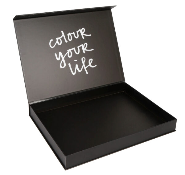 Benutzerdefinierte schwarze magnetische starre Geschenkbox für Bekleidungsverpackungen