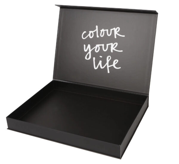 Benutzerdefinierte schwarze magnetische starre Geschenkbox für Bekleidungsverpackungen