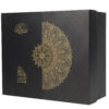 Boîte cadeau personnalisée en papier rigide noir avec motif en feuille d'or