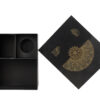 Boîte cadeau personnalisée en papier rigide noir avec motif en feuille d'or