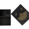 Boîte cadeau personnalisée en papier rigide noir avec motif en feuille d'or