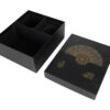 Boîte cadeau personnalisée en papier rigide noir avec motif en feuille d'or