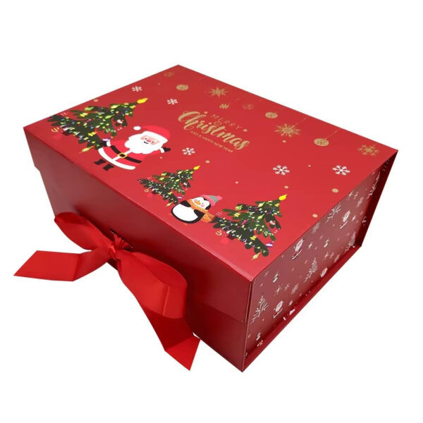 リボンの閉鎖を用いる注文のクリスマスの折りたたみ可能なギフト用の箱 リボンの閉鎖を用いる注文のクリスマスの折りたたみ可能なギフト用の箱