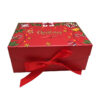 Individuell bedruckte, stabile Weihnachts-Geschenkbox mit Schleifenverschluss