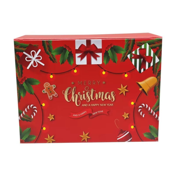 Individuell bedruckte, stabile Weihnachts-Geschenkbox mit Schleifenverschluss