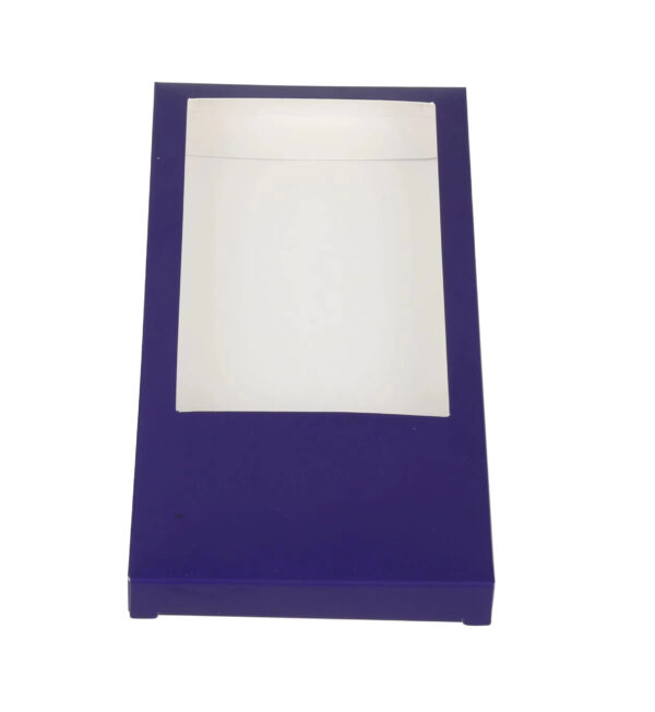 Cajas plegables con ventana transparente impresas en púrpura a medida