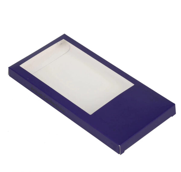 Cajas plegables con ventana transparente impresas en púrpura a medida