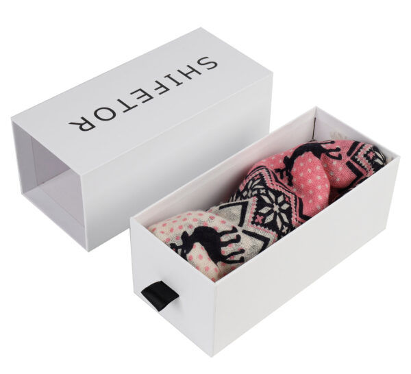 Boîte cadeau à tiroir coulissant imprimée sur mesure pour l'emballage des chaussettes