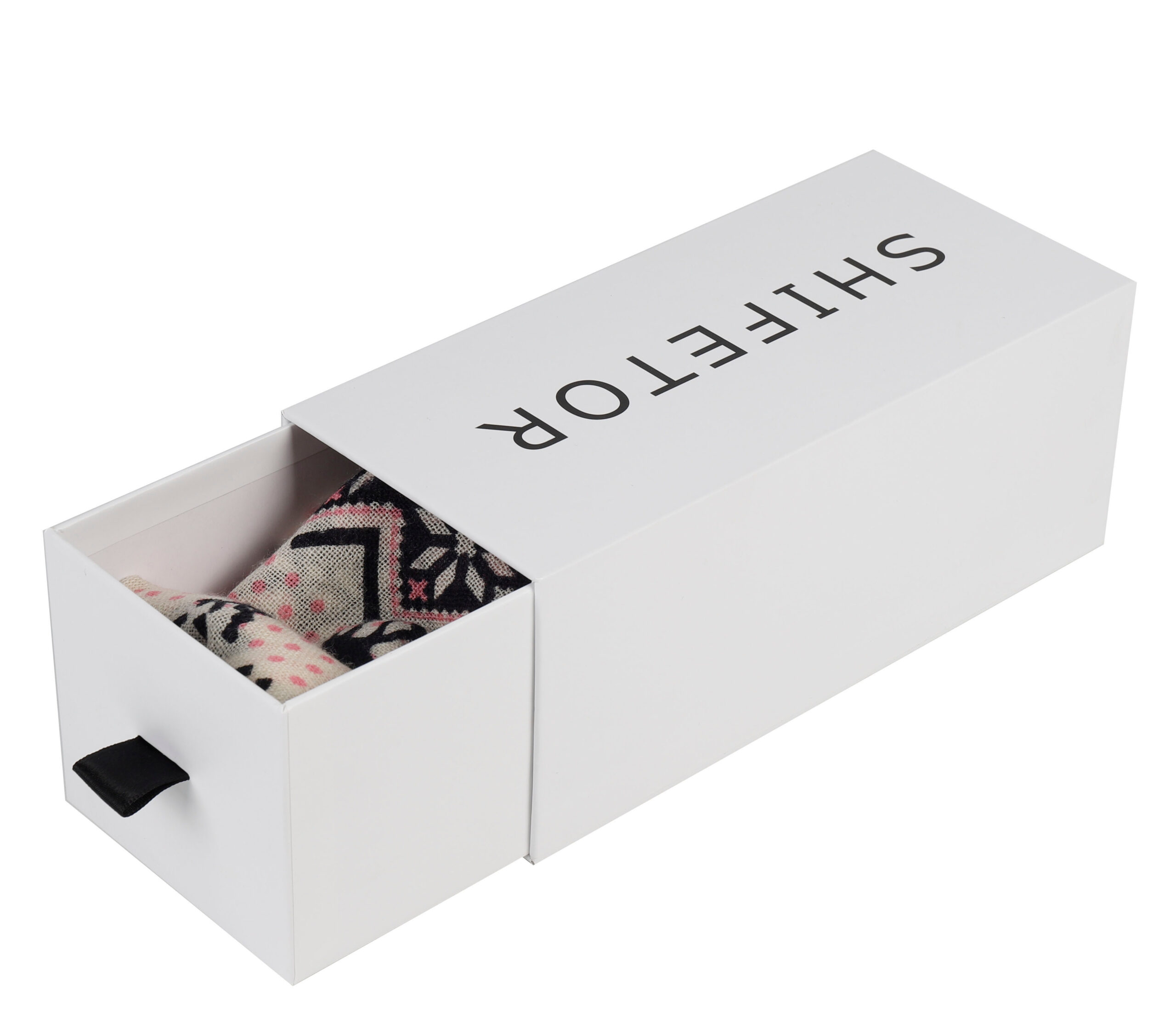 Boîte cadeau à tiroir coulissant imprimée sur mesure pour l'emballage des chaussettes