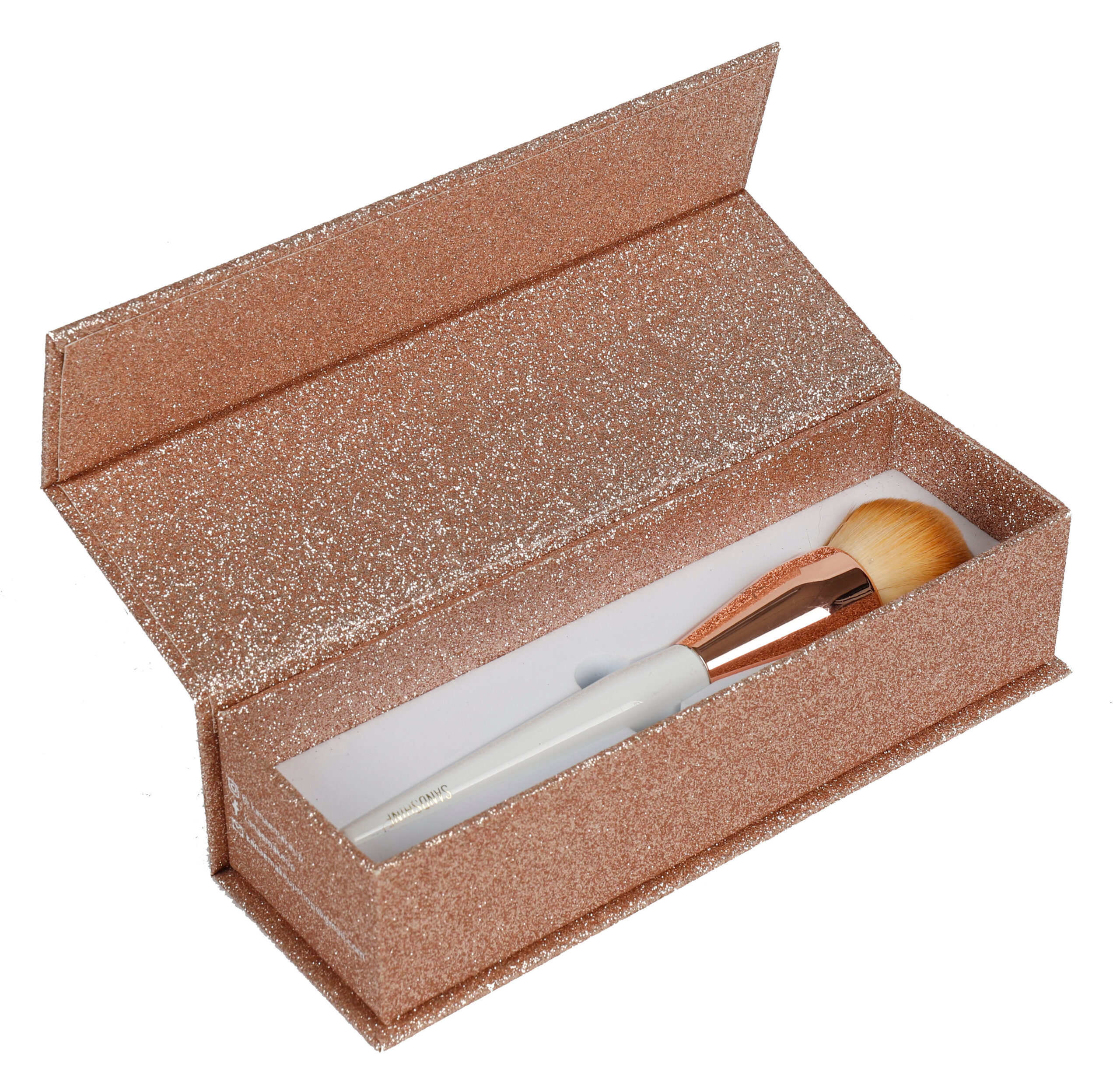 Custom Rose Gold Glitter Magnetic Makeup Brush Gift Box
