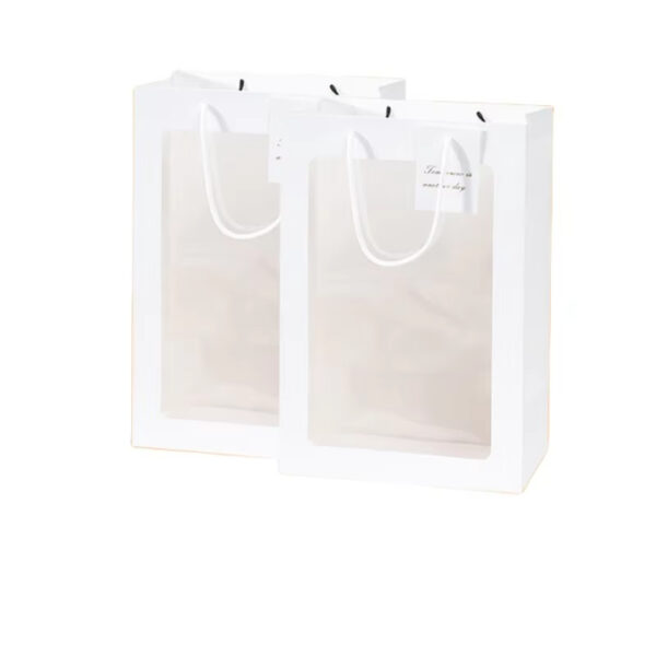 Impresión de bolsas de papel blancas personalizadas con asas de cuerda