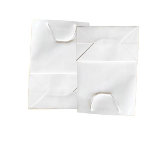 Impresión de bolsas de papel blancas personalizadas con asas de cuerda