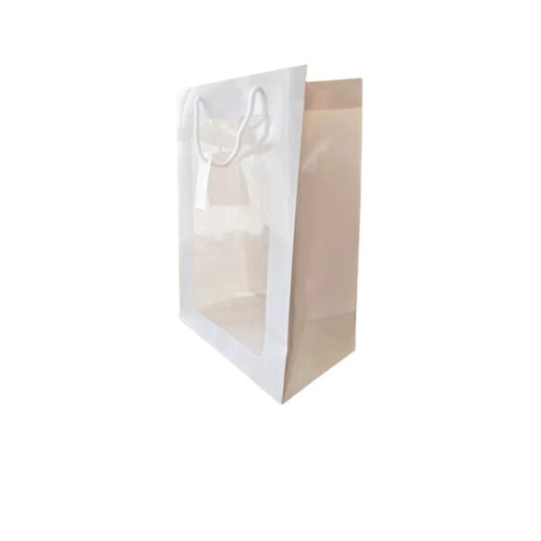 Impresión de bolsas de papel blancas personalizadas con asas de cuerda