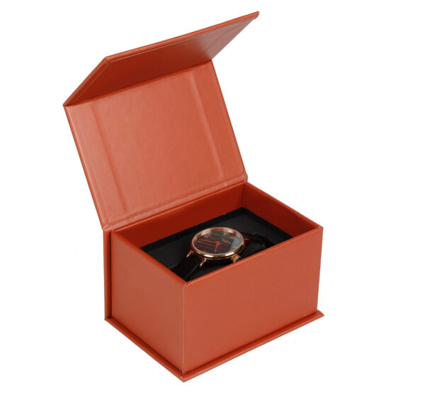 Logo Printed Magnetic Watch Gift Box With Black Foam Insert