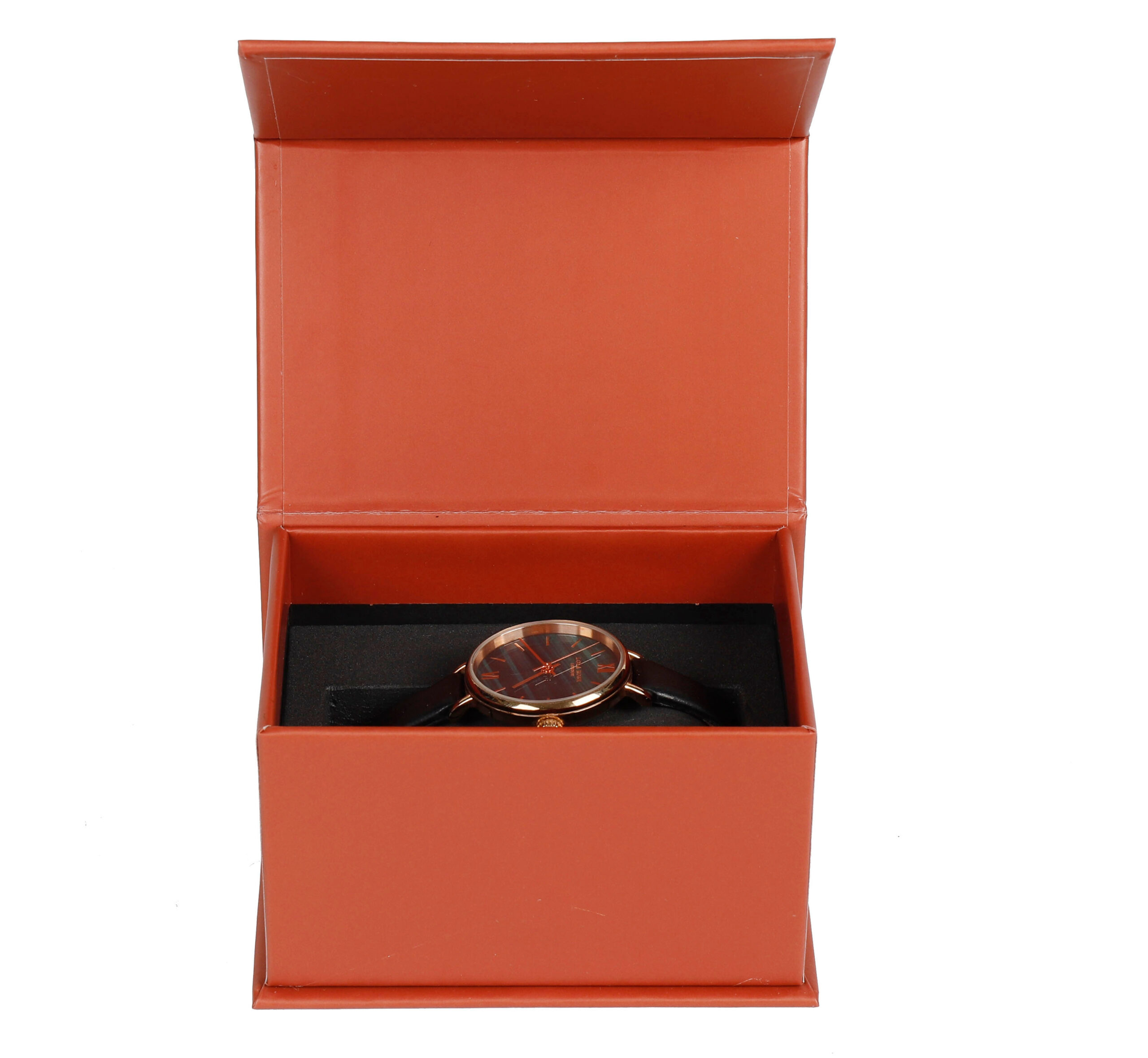 Logo Printed Magnetic Watch Gift Box With Black Foam Insert