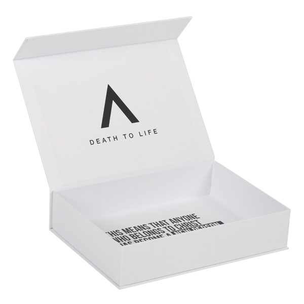 Logo Printed White Magnetic Rigid Presentation Gift Box