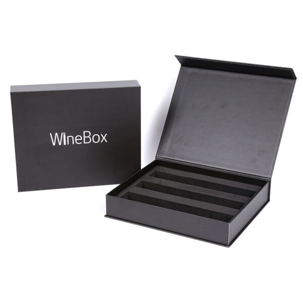 Matte Black Magnetic Wine Gift Box With EVA Foam Insert
