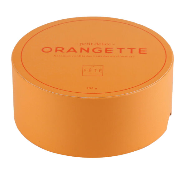 Emballage en tube de papier imprimé orange pour cadeaux en chocolat